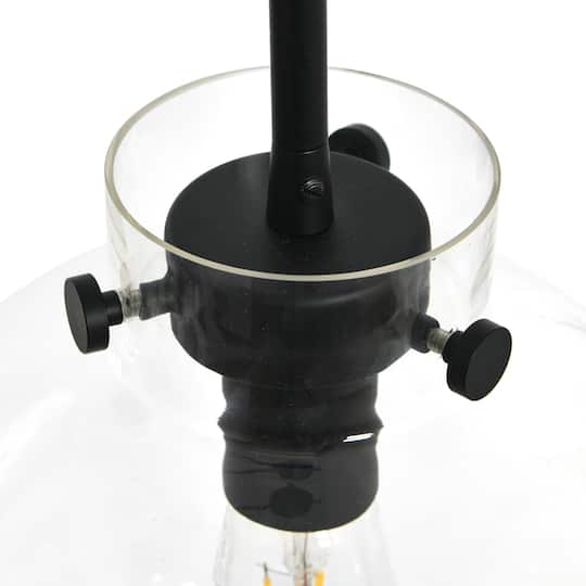 Hello Honey® Robert Stevenson Lighting Marson 15" Clear Glass & Matte Black Metal Ceiling Light